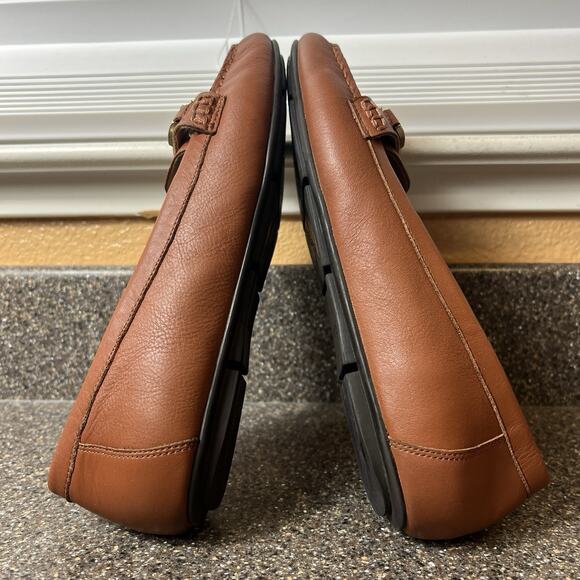Vionic Tan Leather Flats Shoe Womens Sz 9 Horsebit Slip On Comfort Casual Loafer - Picture 5 of 11